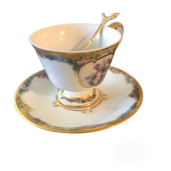 Bradford Exchange Lena Liu Sweet Pea Tea Cup Saucer 9th Issue Flower - Picture 2 of 3